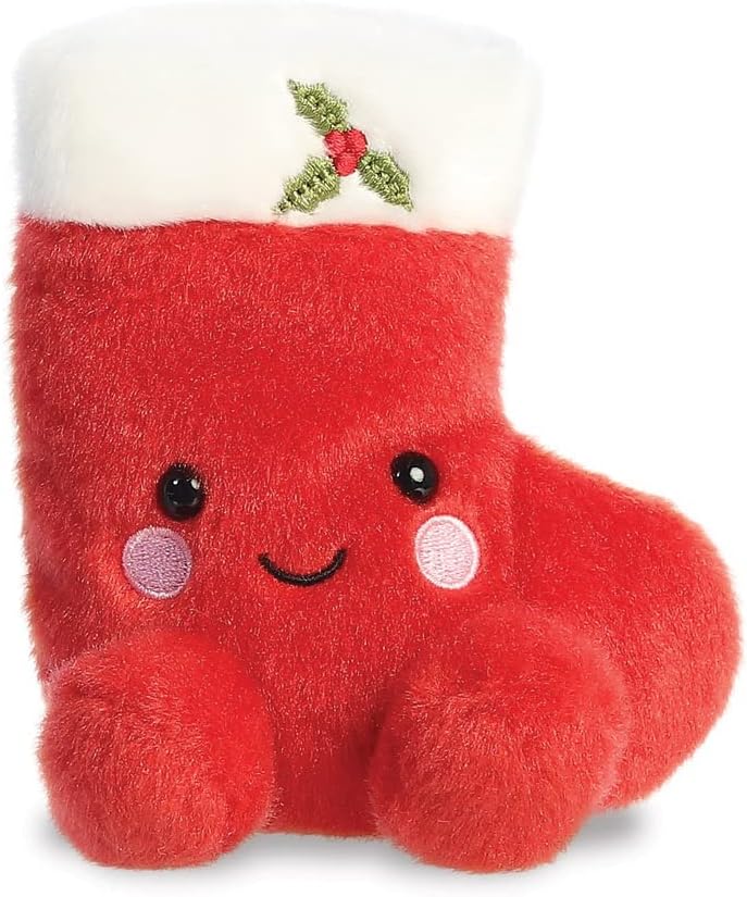 Aurora, 99220, Palm Pals Holly Christmas Stocking, 5In, Soft Toy, Red & White