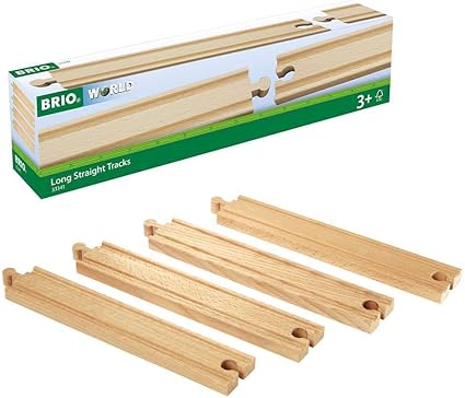 BRIO Long Straights Wooden Train Track for Kids Age 3 Years Up - Compatible with all BRIO Railway Sets & Accessories
