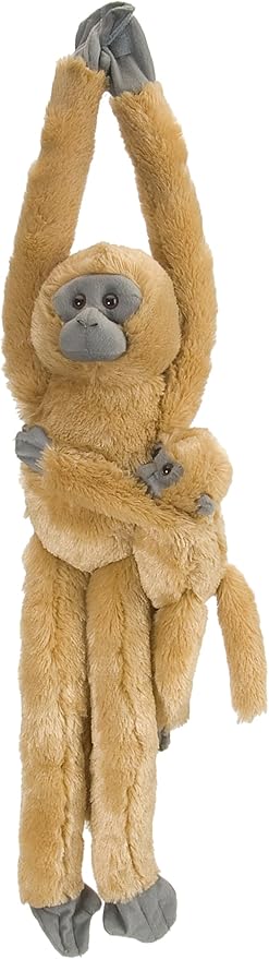 Wild Republic Europe 51 cm Hanging Monkey Common Langur Mama with Baby Plush,Beige, 20"