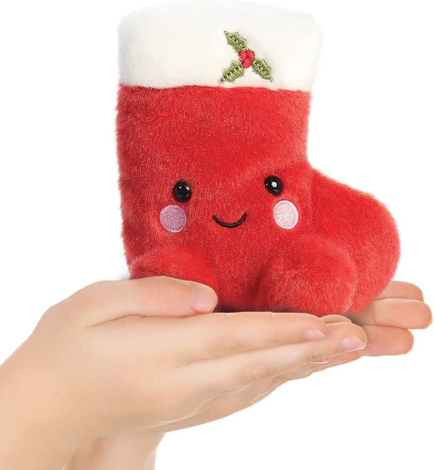 Aurora, 99220, Palm Pals Holly Christmas Stocking, 5In, Soft Toy, Red & White