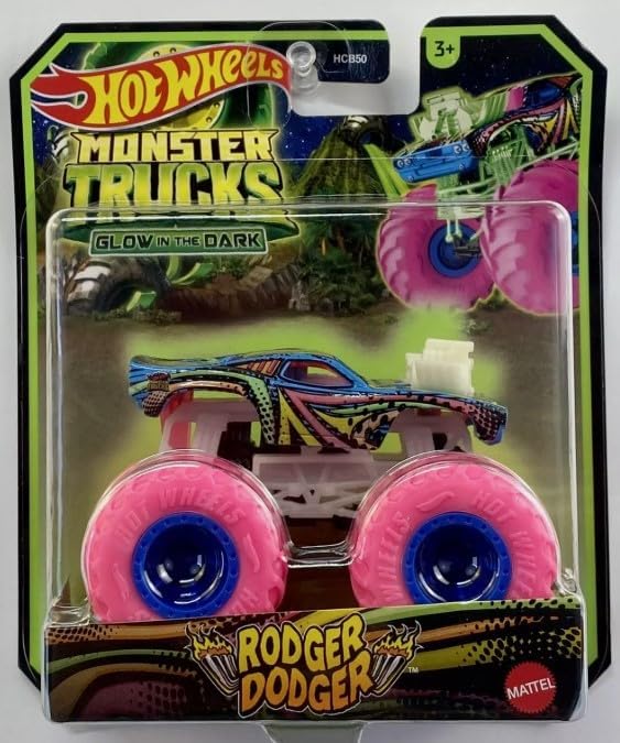 Hot Wheels Monster Trucks Glow in The Dark 1:64 Scale Trucks (Rodger Dodger)