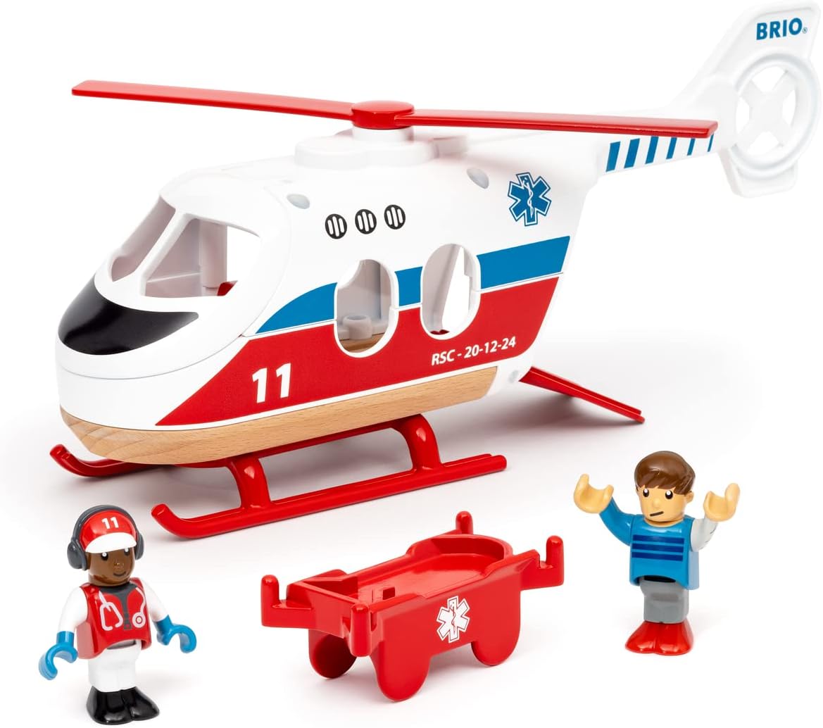 BRIO World Rescue Toy Helicopter for Kids Age 3 Years Up - Railway Accessories and Add Ons