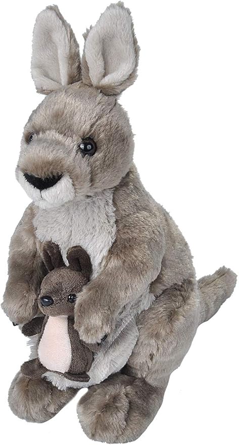 Wild Republic Kangaroo Plush Soft Toy, Cuddlekins Cuddly Toys, Gifts for Kids,Grey,30 cm