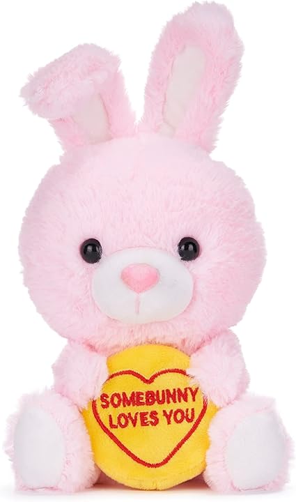 Swizzels Love Hearts 18cm (7-Inch) Baby Bunny Rabbit ‘SOMEBUNNY LOVES YOU’ Plush Soft Toy