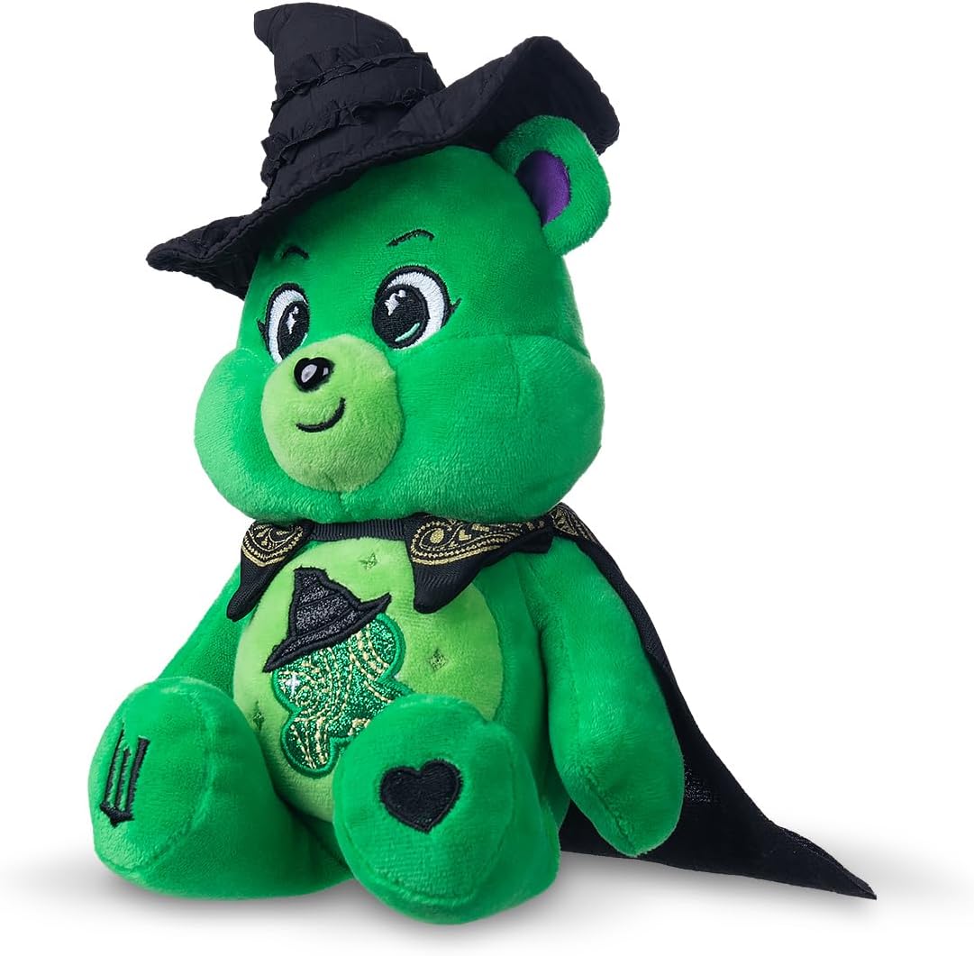 Basic Fun Care Bears x Wicked 22cm Plush – Good Luck Bear as Elphaba – Collectible Soft Toy from the Care Bears x Wicked Collaboration