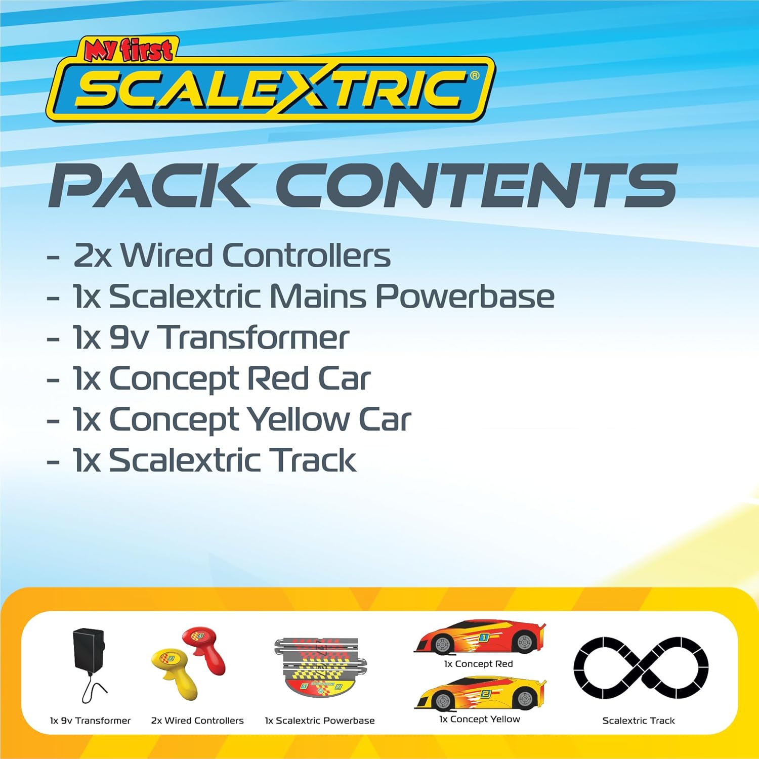 My First Scalextric Racing Track Sets for Kids Ages 3+ - Mains Powered Micro Race Car Set, Toy Cars Race Tracks for Boys. Incl. 1x Speed Track, 2x Racing Cars, 2x Controllers - Kids Toys Gifts