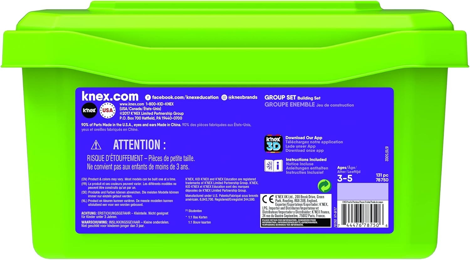 Basic Fun Kid K'NEX | Group Building Set | Fun and Kids Construction Toy, Engineering Toy for Creative Play, 131 Piece Learning Kit Suitable for Children Ages 3 78750