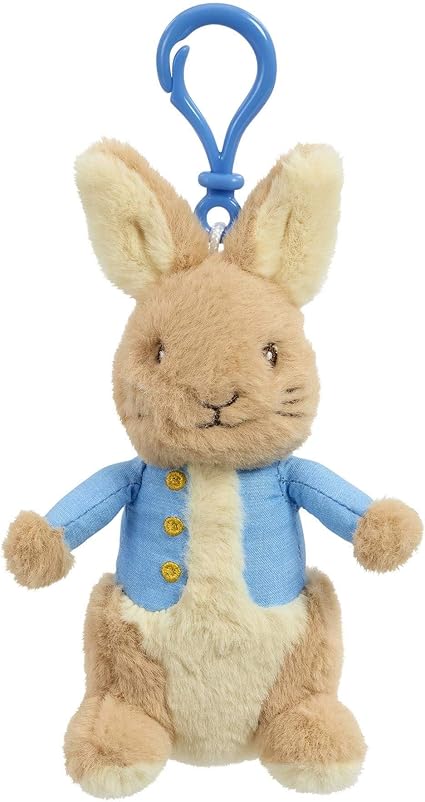 Rainbow Designs Peter Rabbit Soft Plush Keychain with Clip for Bags & Backpacks, 13cm Cuddly Character Toy Inspired by Beatrix Potter Tales, Charming Adventure Companion for Children's School Bags