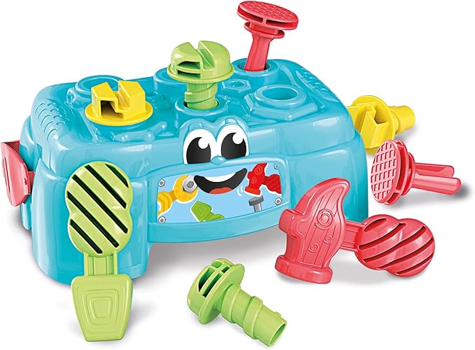 Clementoni- Baby Clementoni Work Bench - Hammer, Screwdriver, Pliers & 6 Accessories for Hand-Eye Coordination & Manual Skills (10+ Months)