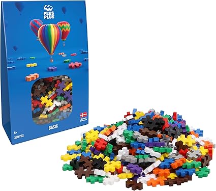 PLUS PLUS Building Blocks Toy - 300 pcs Kids Construction Toys, Creative Learning Resources and STEM Play for Home and Travel - Girls and Boys Toys Age 5 Plus - Basic 300 Pieces