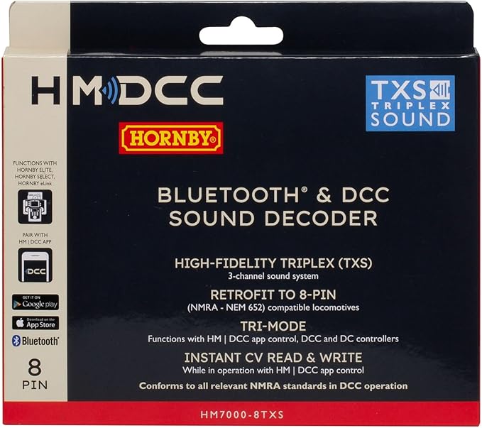 Hornby R7336 HM7000-8TXS: Bluetooth® & DCC Sound Decoder (8-pin) - Hornby Accessories for 00 Gauge Track & Train Sets - Compatible with Select Hornby Model Trains, White