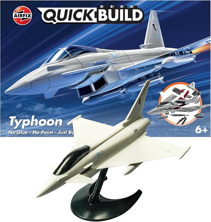 Airfix QUICKBUILD Model Aircraft Kits - J6002 Eurofighter Typhoon Model Building Kit for Kids 6+, Construction Plane Toys for Boys - Fighter Jet Planes & Toy Aeroplane Sets, Plane Enthusiast Gifts