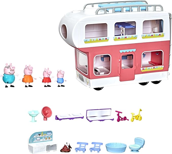 Peppa Pig Adventures, Family Motorhome Preschool Toy, Vehicle to RV Playset, Plays Sounds and Music, Ages 3 and up, 5.313 x 18.25 x 15 inches