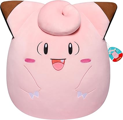 SQUISHMALLOWS Pokémon 20-Inch Clefairy Plush - Add Clefairy to your Squad, Ultrasoft Stuffed Animal Jumbo Plush