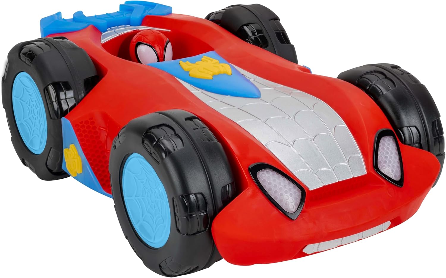 MARVEL Spidey and His Amazing Friends Team Spidey Flip and Reveal Cruiser - 11-Inch Double-Sided Vehicle with Lights, Sounds, and Web Blast Launchers