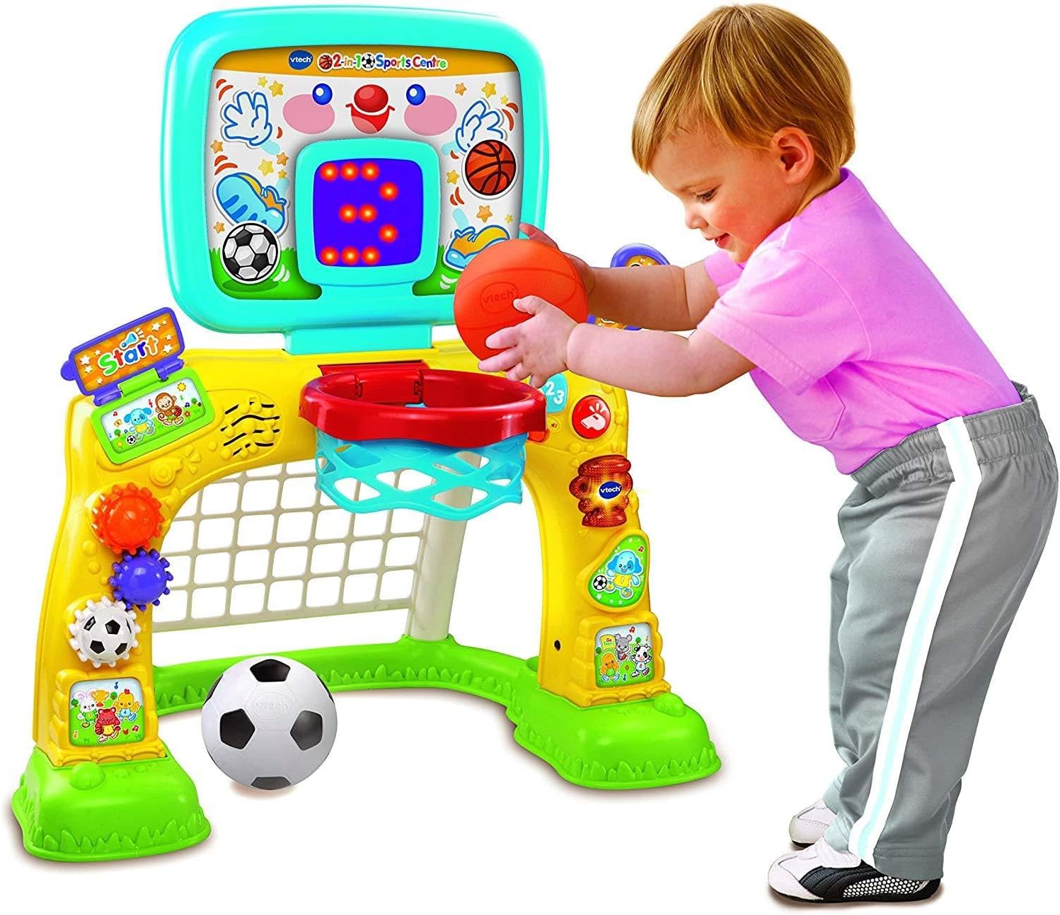 VTech 3-in-1 Sports Centre, Baby Interactive Toy with Colours and Sounds, Learning with Role-Play, Suitable for Baby Boys & Girls from 12 to 36 Months (Yellow/Blue), English Version