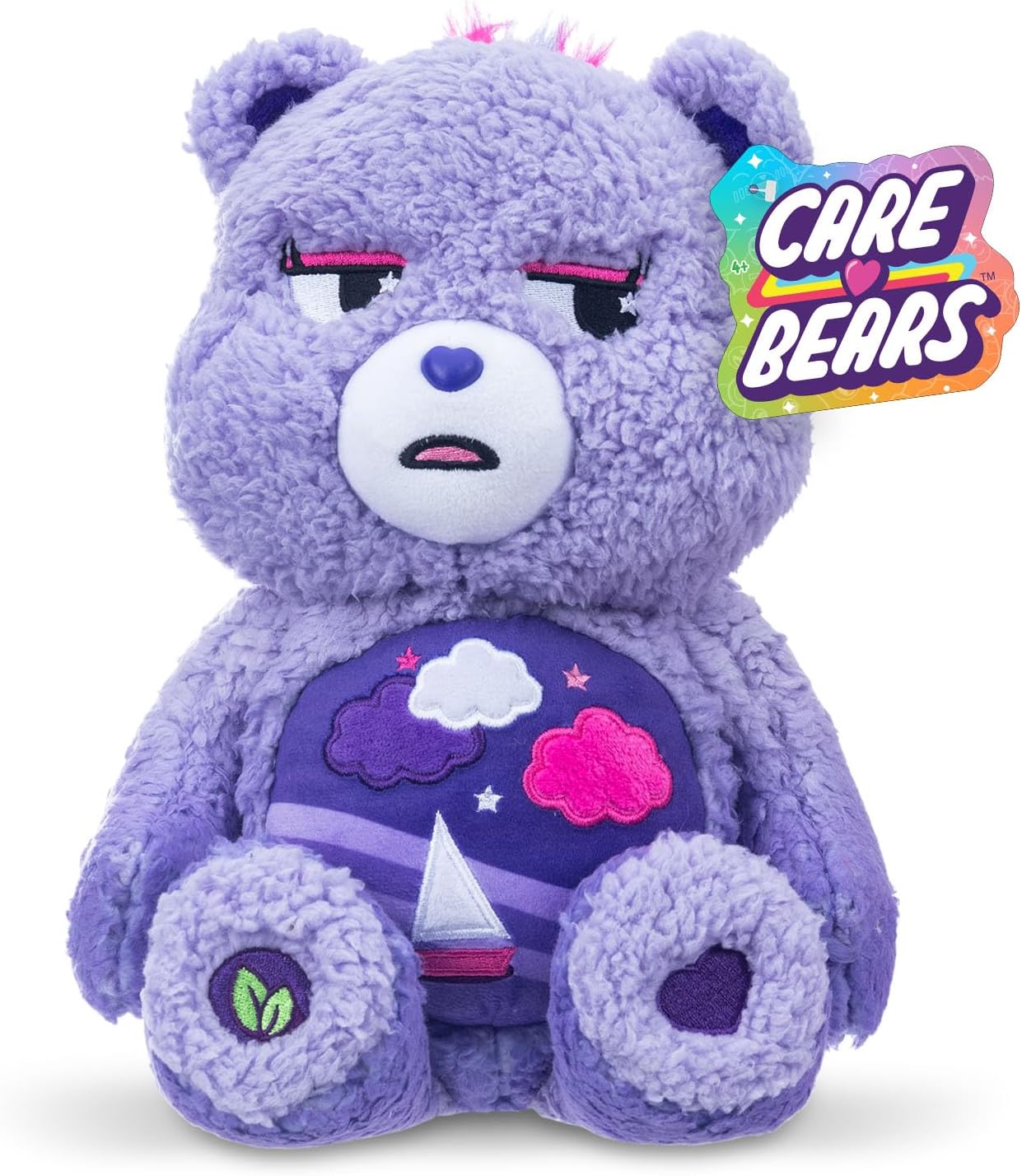 Basic Fun Care Bears 35cm Medium Plush – Stormy Heart Bear Cosy Collection – Super Soft Eco-Friendly Toy with Belly Badge – Huggable Collectible for Kids & Fans, 14", Purple