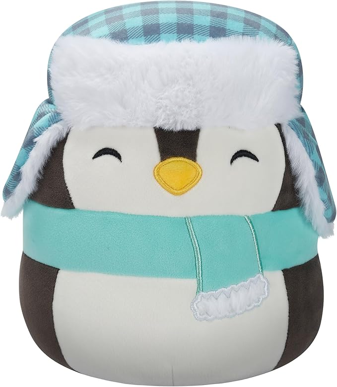 Squishmallows Original 7.5-Inch Luna the Black Penguin with Hat and Scarf