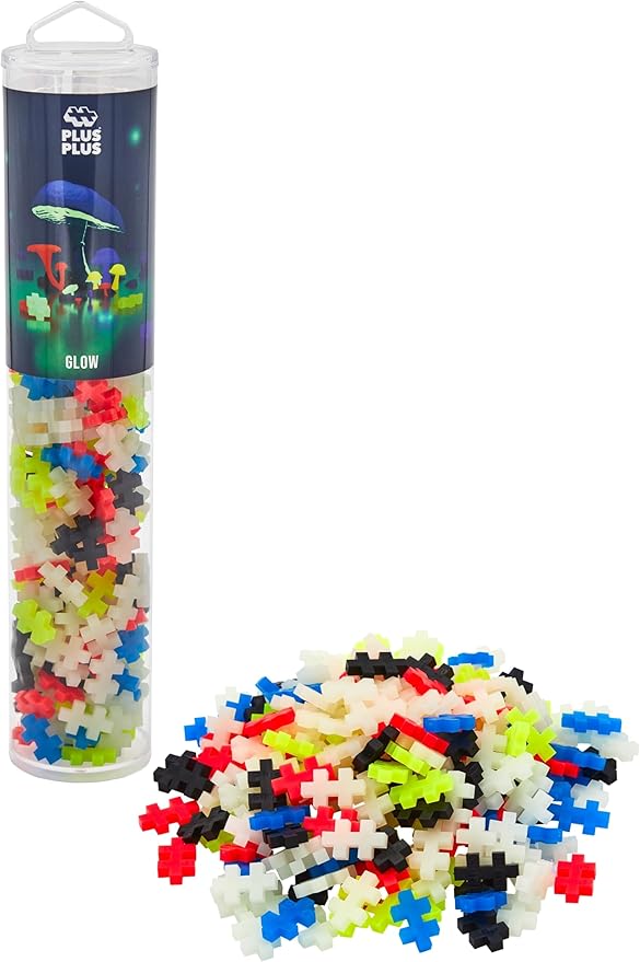 PLUS PLUS Building Blocks Toy - 240 pc Kids Construction Toys, Creative Learning Resources and STEM Play for Home and Travel - Girls and Boys Toys Age 5 Plus - Glow in the Dark 240 Pieces