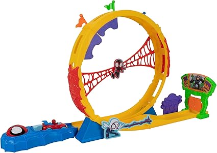 MARVEL Spidey and His Amazing Friends - Amazing Metals Super Loop Track Set - 28-Inch Race Track with Launcher, 360 Degree Super Loop, and Exclusive Amazing Metals Vehicle