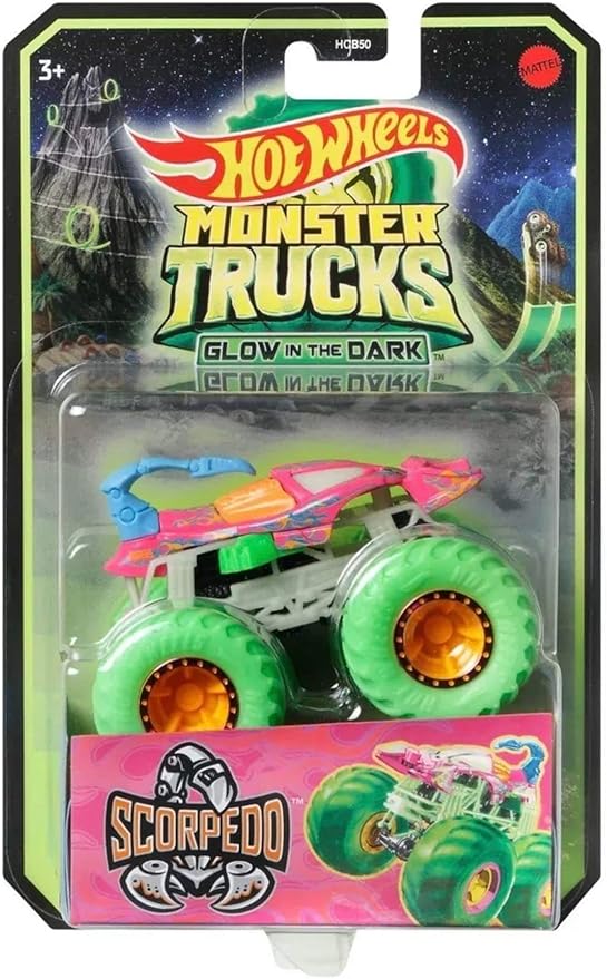 Hot Wheels 2022 Monster Trucks 1:64 Scale Diecast Glow in The Dark Podium Crasher