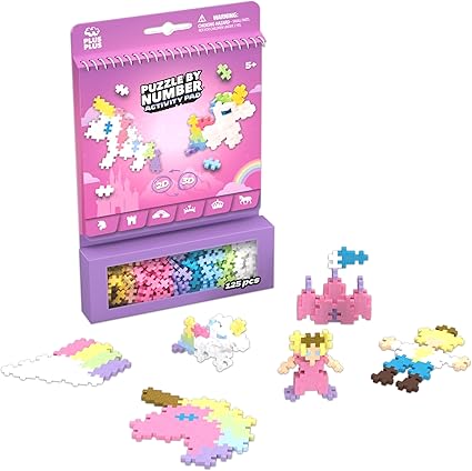PLUS PLUS Building Blocks Toy - Puzzle by Number Travel Games Activity Book, Kids Construction Toys, Creative Learning Resources and STEM Play - Girls and Boys Toys Age 5 Plus - Fairy Tale