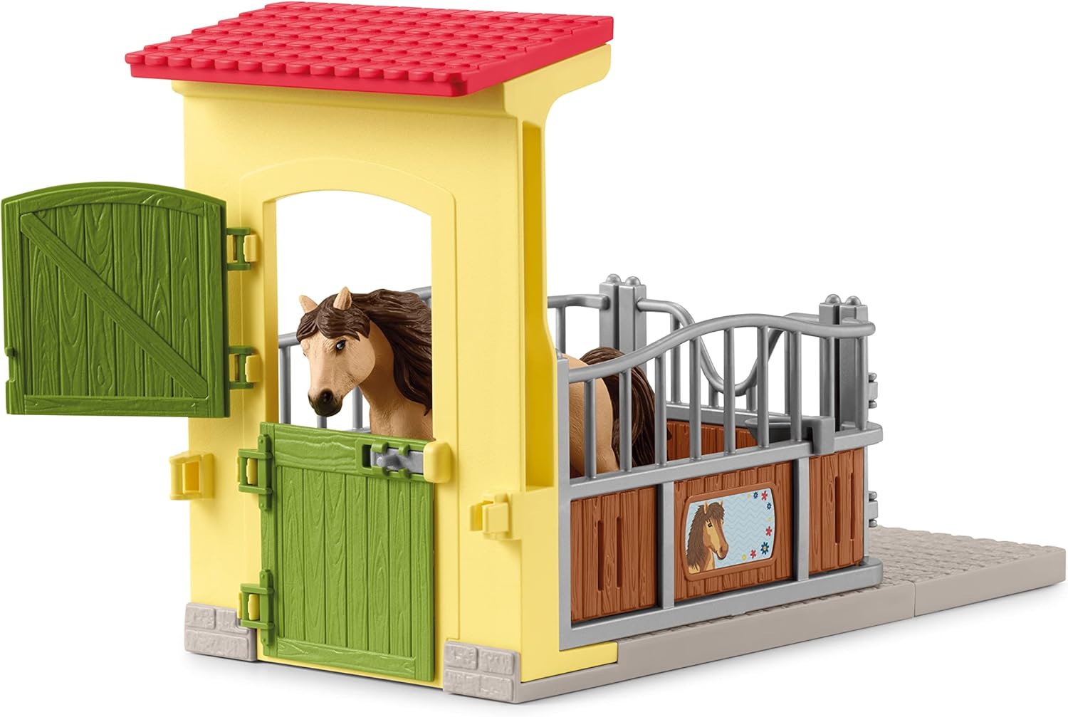 SCHLEICH 42609 Pony Box with Iceland Pony Stallion, from 3 years, FARM WORLD - Playset, 4 pieces