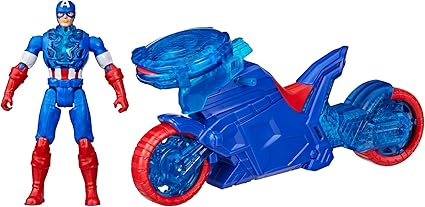 Marvel Avengers Epic World of Action Captain America Shield-Shot Cycle, Figure & Toy Motorcycle, Blue