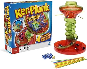 Hasbro Gaming Kerplunk Game for 5+ Year Old Kids | Nerve-Racking Skill Test | Family and Party Game-Night | Includes 30 Marbles, 28 Sticks, and More | 4 Ways to Play | Gift Idea for Classic Games Fans