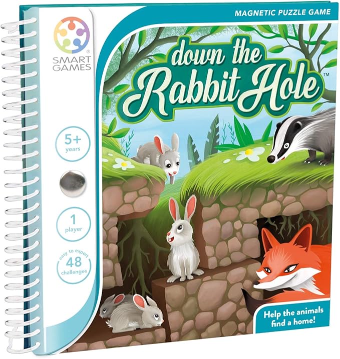 Smart Games - Down the Rabbit Hole, Magnetic Puzzle Game with 48 Challenges, 5+ Years