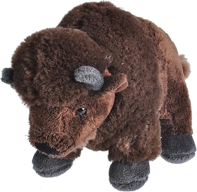WIld Republic Bison Baby Plush Soft Toy, Cuddlekins Cuddly Toys, Gifts for Kids 20cm, Shaggy Brown Fur