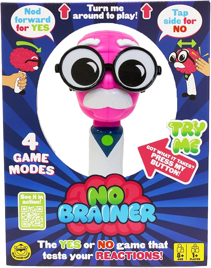 NO BRAINER Game - a simple yes or no quiz game that tests your reactions. Can you think quick enough or would you say "yes" an elephant can fly? 1+ players, age 8+.