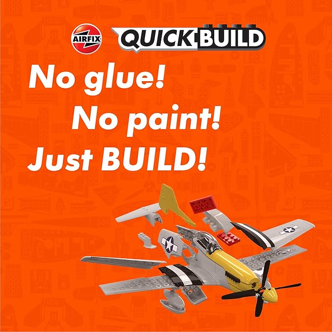 Airfix QUICKBUILD Model Aircraft Kits - J6016 P-51D Mustang Model Building Kit for Kids 6+, Construction Plane Toys for Boys & Girls - Fighter Jet Planes & Toy Aeroplane Sets, Plane Enthusiast Gifts