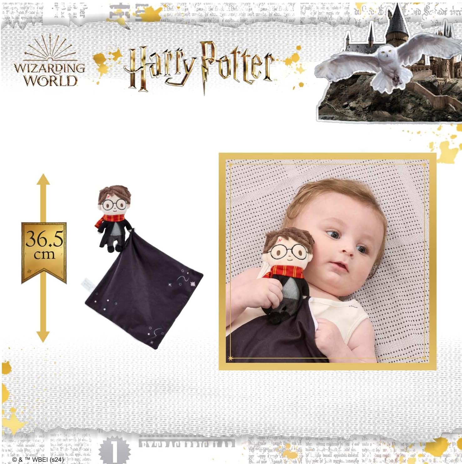 Rainbow Designs Harry Potter Comfort Blanket for Newborns - Soft Velvety Comforter with Star Details - Huggable Cuddle Companion for Babies from Birth