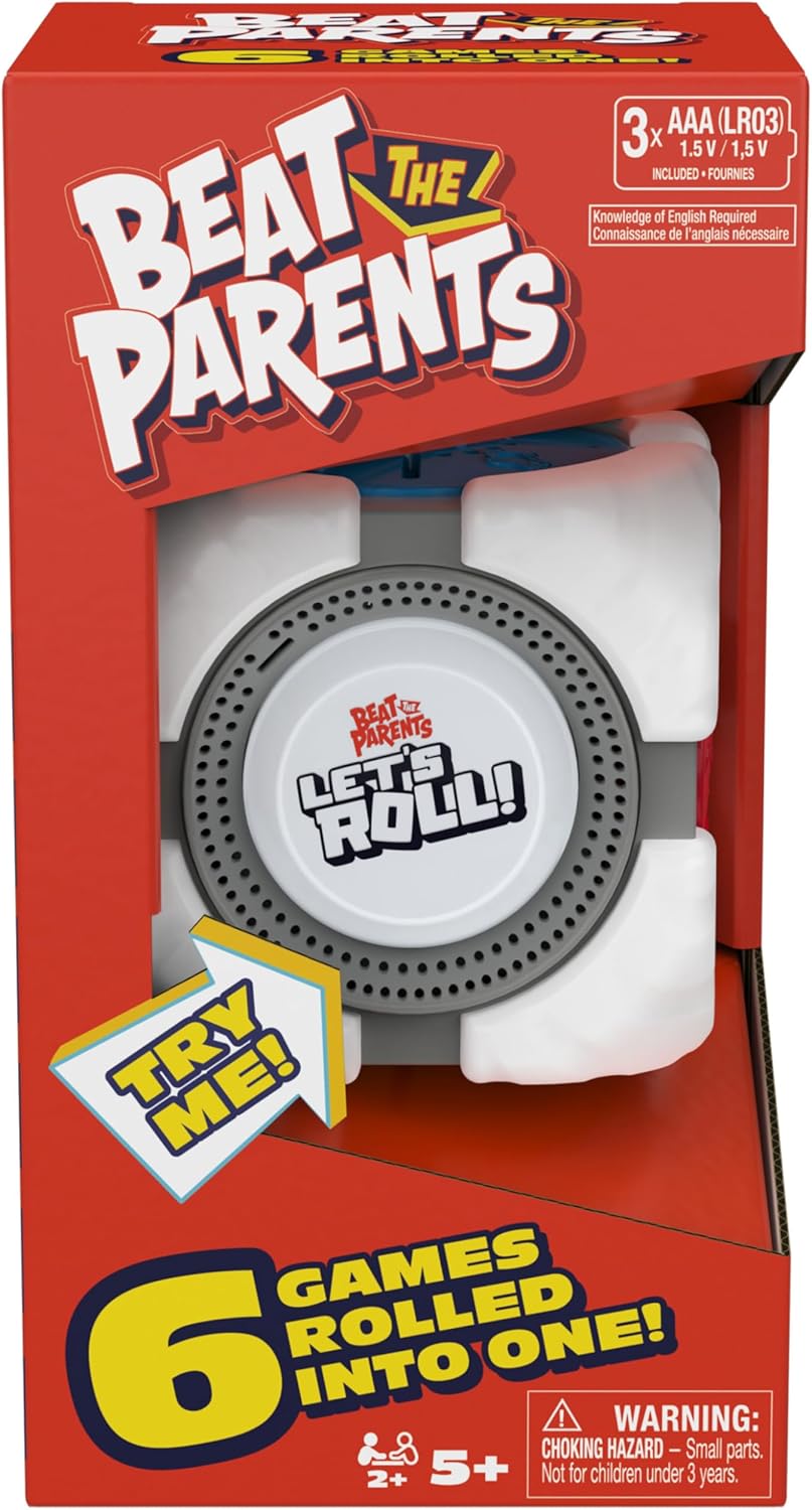 Spin Master Games, Beat the Parents: Let’s Roll!, 6-in-1 Electronic Game Cube, Fun Activity for Kids, Adults & Family Game Night, Interactive Toy, 2-6 Players, for Ages 5 & Up
