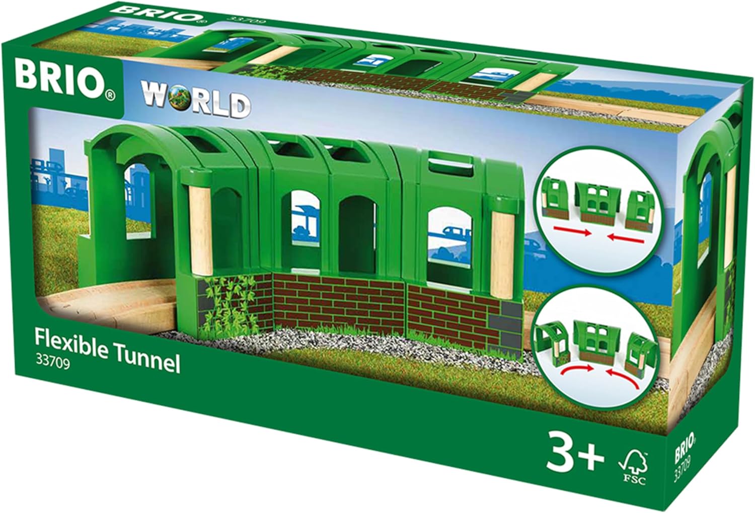 BRIO World Flexible Tunnel - Wooden Railway Train Set Accessories for Kids Age 3 Years Up