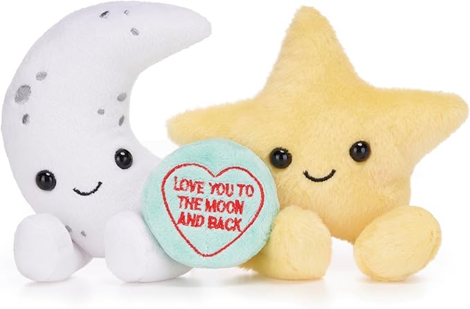 Swizzels Love Hearts 5.5" / 13cm "Love You To The Moon And Back" Moon & Star Plush Pairs Soft Toy
