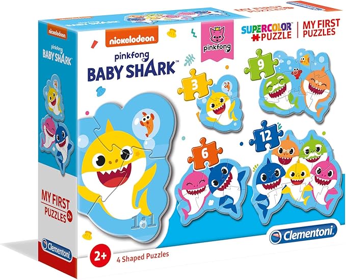 Clementoni 20828, Baby Shark My First Puzzle for Children - 3+6+9+12 Pieces, Ages 2 Years Plus