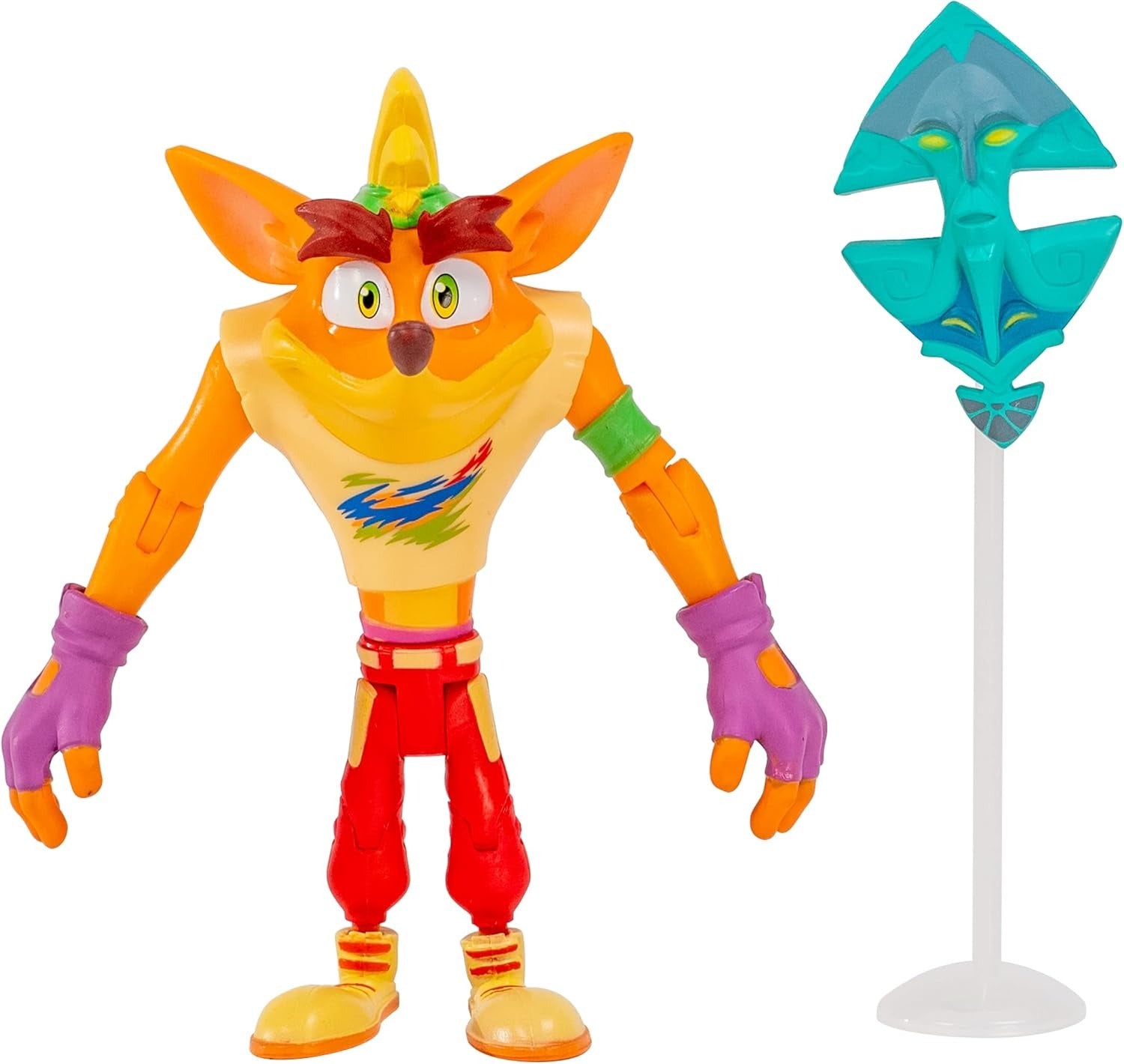 Crash Bandicoot Action Figures Retro Crash With Mask | 11cm Retro Toy With Mask And Stand Accessories |Green,purple,red