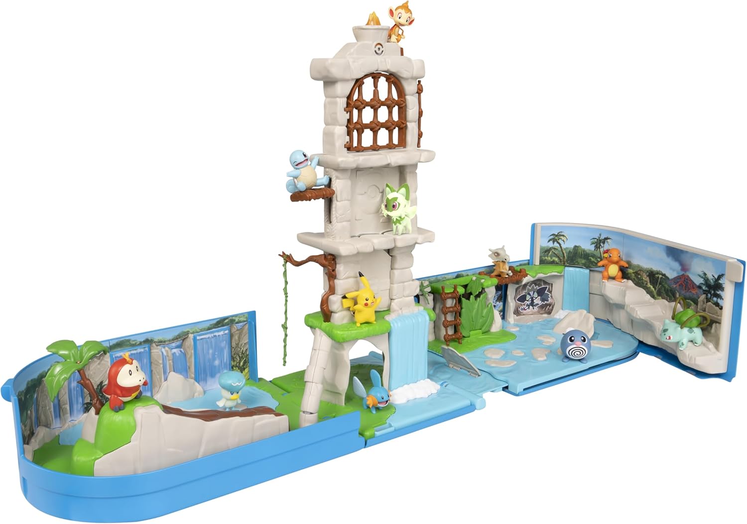 Pokémon Carry Case Battle Ruins Playset - Portable Transforming Backpack Playset with Action Features and 2-inch Pikachu Battle Figure