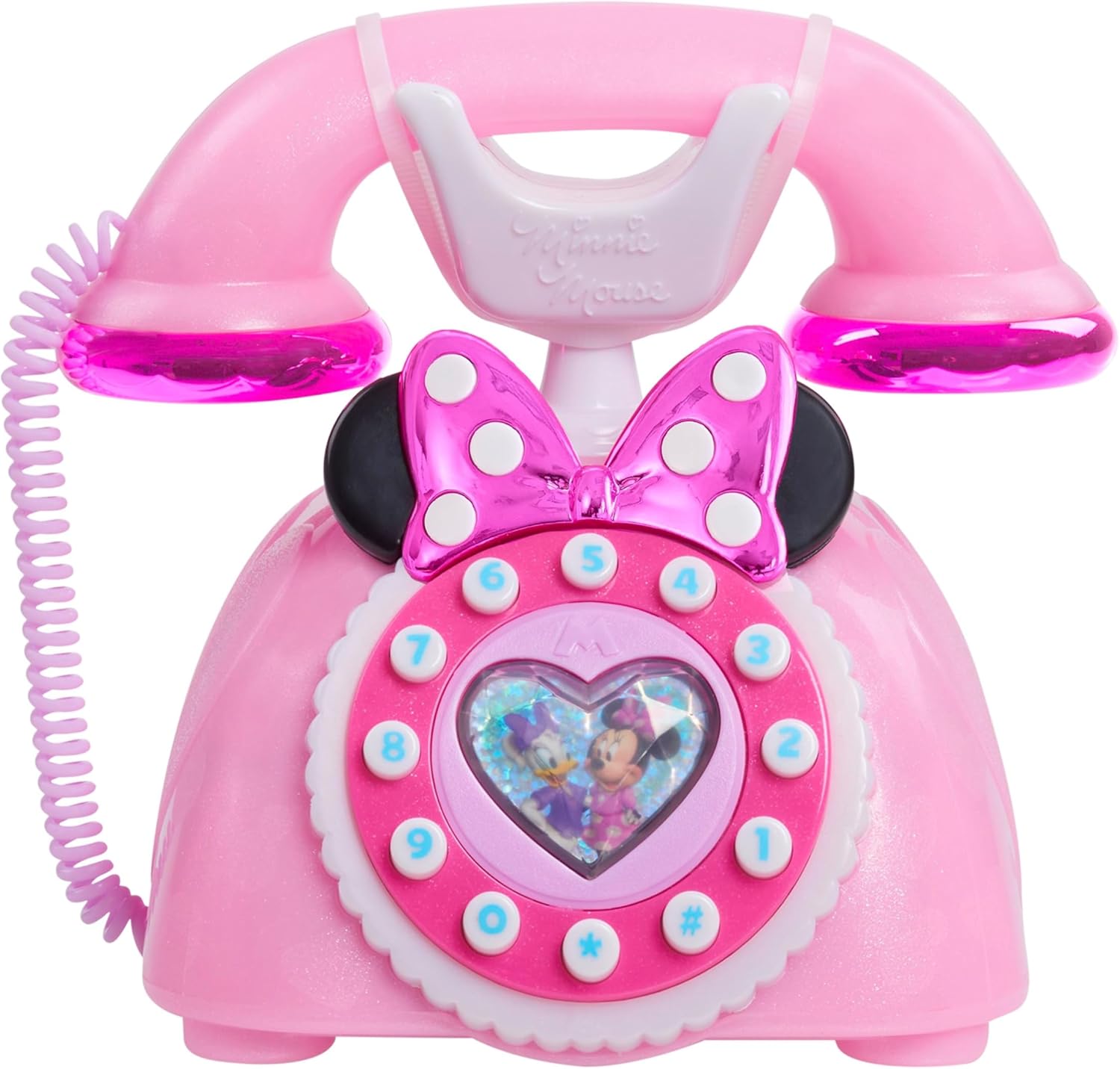 Just Play Disney Junior Minnie Mouse Ring Me Rotary Style Phone with Lights and Sounds, Pink, Kids Toys for Ages 3 Up