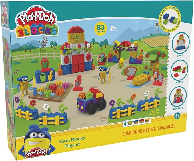 Bildo Blocks Farm Interactive Playset, Includes Characters and Animal Moulds to Create Farm Scenes, Suitable for Children Aged 3 Years and Up