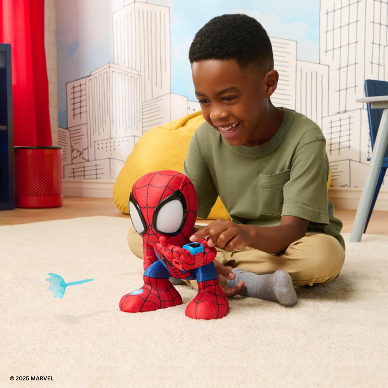 Spidey and His Amazing Friends Amazing Flip Spidey - 12-Inch Animatronic Plush with Lights, Sounds, and Web Dart Launcher - Marvel Spidey toys
