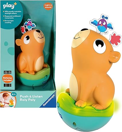 Ravensburger Play+ Push & Listen Roly Poly Capybara - Baby Infant & Toddler Toys - 6 Months Up