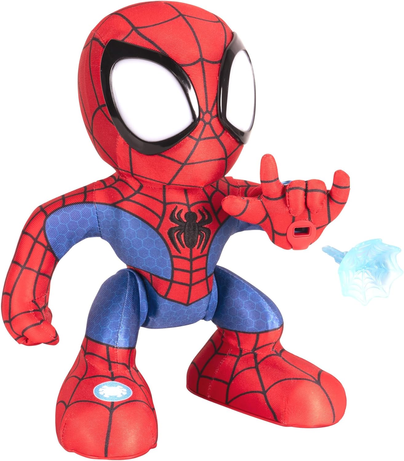 Spidey and His Amazing Friends Amazing Flip Spidey - 12-Inch Animatronic Plush with Lights, Sounds, and Web Dart Launcher - Marvel Spidey toys