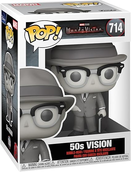 Funko POP! Marvel: WandaVision - Vision 50s - Black & White - 1/6 Odds for Rare Chase Variant - Collectable Vinyl Figure - Gift Idea - Official Merchandise - Toys for Kids & Adults - TV Fans