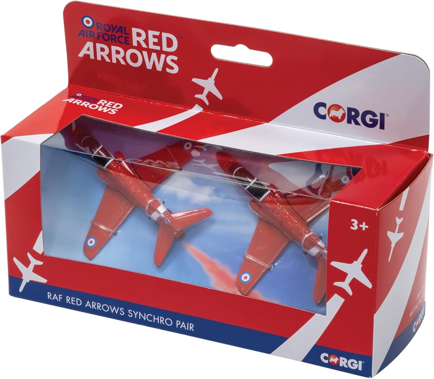 Corgi CS90687 Red Arrows Synchro Pair Twin Pack Model Airplane - Diecast Planes & Aircraft Models for Ages 3+, Die Cast Plane, Toy Airplanes - Gift for Young Aviation Fans, Birthday Gifts for Him