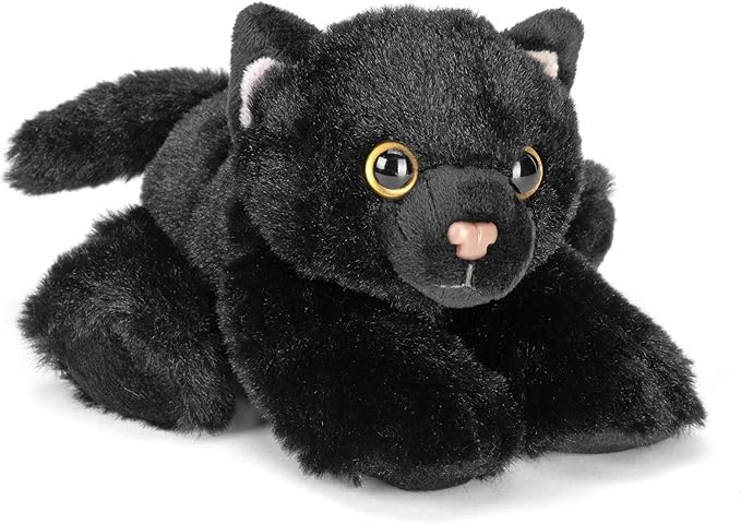 Wild Republic Black Cat Stuffed Animal, Plush Toy, Gifts for Kids, Hug'Ems 7 Inches
