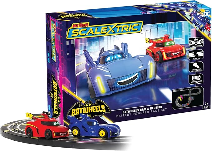 My First Scalextric Racing Track Sets for Kids Ages 3+ - G1185M Batwheels Batman vs Robin Micro Race Car Set, Toy Cars Race Tracks for Boys. Incl. 2x Controllers, 1x Powerbase - Kids Toys Gifts