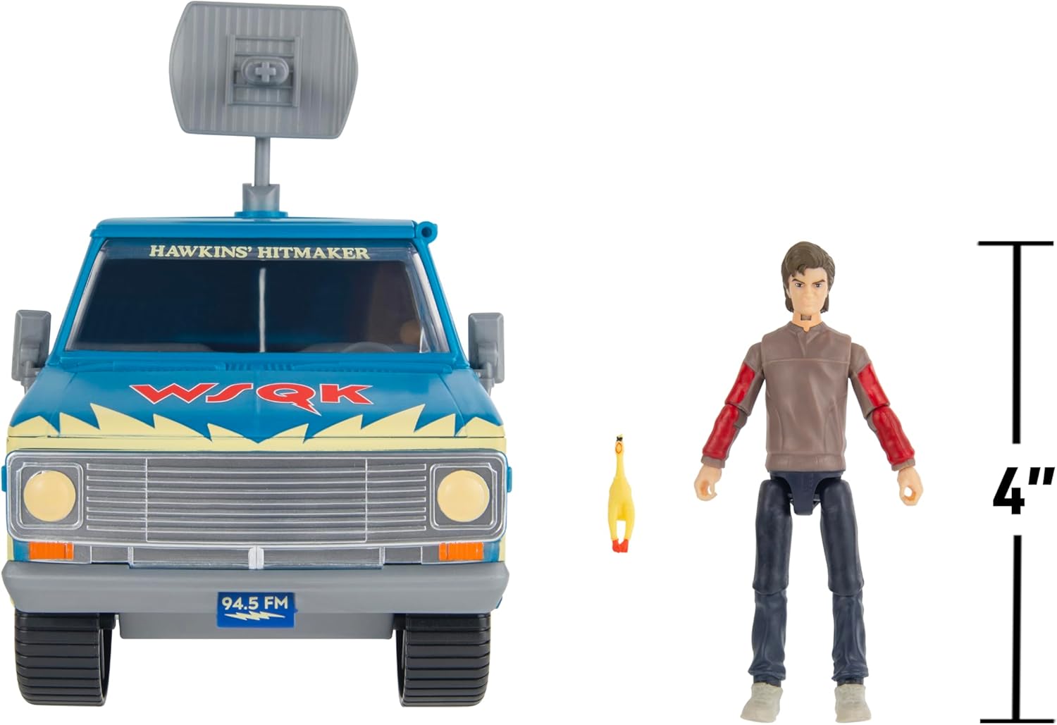 Stranger Things WSQK Van Playset - 8-Inch Vehicle with Lights and Sounds plus 4-Inch Figure with Accessories